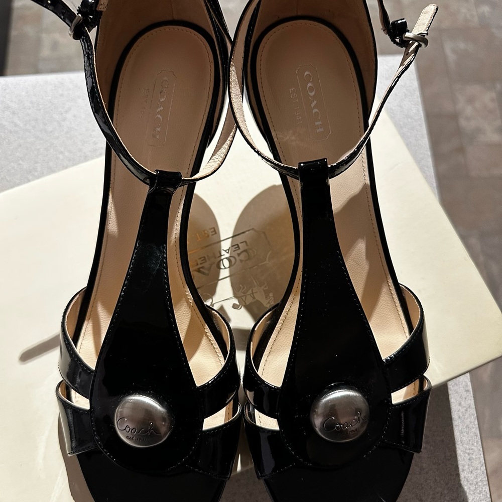 Coach Black Patent Helena Soft Kitten Heel Sandal - Picture 4 of 9